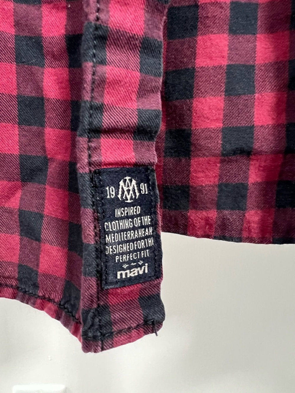 Men’s Mavi - Red and Black Buffalo Fitted Plaid Shirt - Picture 2 of 4